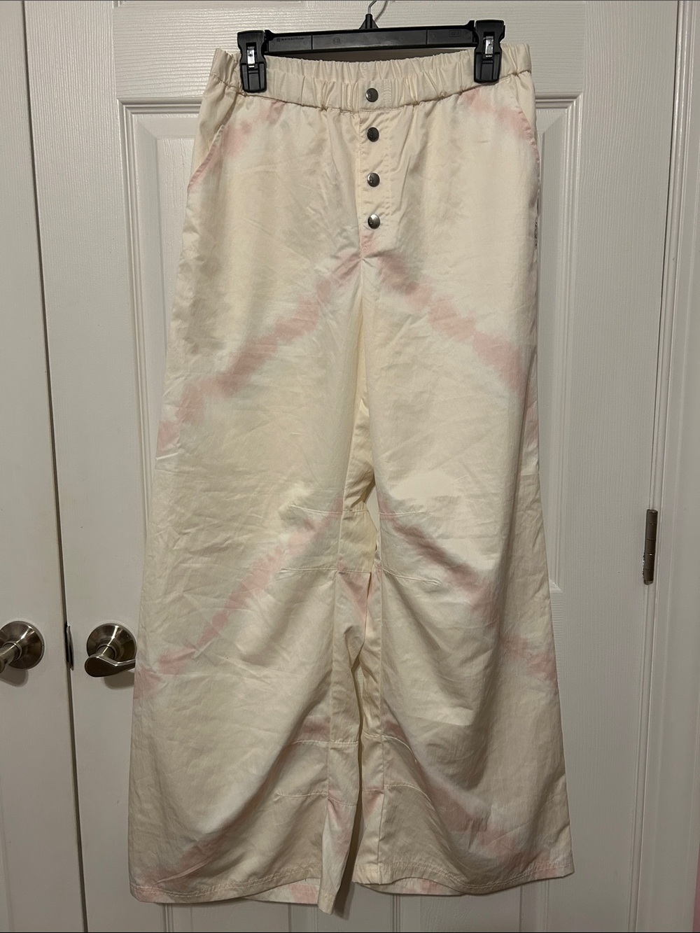 FP Movement by Free People Cream Wide-Leg Tie-Dye Pants with Pink Accents